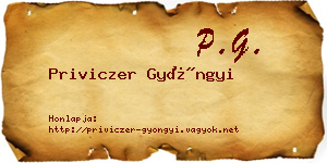 Priviczer Gyöngyi névjegykártya